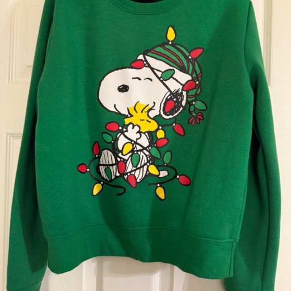 Peanuts Green Christmas Sweatshirt - Picture 1 of 5